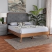 Baxton Studio Lorana Mid-Century Modern Grey Fabric and Walnut Brown Wood King Size Platform Bed - BSOMG9772/9704-King