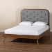 Baxton Studio Lorana Mid-Century Modern Grey Fabric and Walnut Brown Wood King Size Platform Bed - BSOMG9772/9704-King