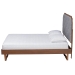 Baxton Studio Roald Mid-Century Modern Grey Fabric and Walnut Brown Wood King Size Platform Bed - BSOMG9772/97043-King