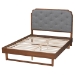 Baxton Studio Roald Mid-Century Modern Grey Fabric and Walnut Brown Wood King Size Platform Bed - BSOMG9772/97043-King