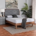 Baxton Studio Roald Mid-Century Modern Grey Fabric and Walnut Brown Wood King Size Platform Bed - BSOMG9772/97043-King