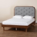 Baxton Studio Roald Mid-Century Modern Grey Fabric and Walnut Brown Wood King Size Platform Bed - BSOMG9772/97043-King