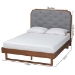 Baxton Studio Roald Mid-Century Modern Grey Fabric and Walnut Brown Wood King Size Platform Bed - BSOMG9772/97043-King