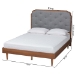 Baxton Studio Garron Mid-Century Modern Grey Fabric and Walnut Brown Wood King Size Platform Bed - BSOMG9772/97151-King