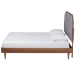 Baxton Studio Garron Mid-Century Modern Grey Fabric and Walnut Brown Wood King Size Platform Bed - BSOMG9772/97151-King