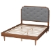 Baxton Studio Garron Mid-Century Modern Grey Fabric and Walnut Brown Wood King Size Platform Bed - BSOMG9772/97151-King