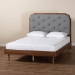 Baxton Studio Garron Mid-Century Modern Grey Fabric and Walnut Brown Wood King Size Platform Bed - BSOMG9772/97151-King