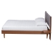 Baxton Studio Hemera Mid-Century Modern Grey Fabric and Walnut Brown Wood Queen Size Platform Bed With Floating Side Table - BSOMG-0222-Walnut/Dark Grey-Queen