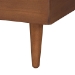 Baxton Studio Hemera Mid-Century Modern Grey Fabric and Walnut Brown Wood Queen Size Platform Bed With Floating Side Table - BSOMG-0222-Walnut/Dark Grey-Queen