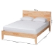 Baxton Studio Hosea Japandi Carved Honeycomb Natural Queen Size Platform Bed - BSOSW8588-Natural-Queen