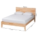 Baxton Studio Hosea Japandi Carved Honeycomb Natural Queen Size Platform Bed - BSOSW8588-Natural-Queen