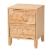 Baxton Studio Hosea Japandi Carved Honeycomb Natural Queen Size 4-Piece Bedroom Set - BSOSW8588-Natural-4PC Queen Bedroom Set