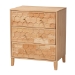 Baxton Studio Hosea Japandi Carved Honeycomb Natural Queen Size 4-Piece Bedroom Set - BSOSW8588-Natural-4PC Queen Bedroom Set