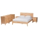 Baxton Studio Hosea Japandi Carved Honeycomb Natural King Size 5-Piece Bedroom Set