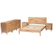 Baxton Studio Hosea Japandi Carved Honeycomb Natural King Size 5-Piece Bedroom Set - BSOSW8588-Natural-5PC King Bedroom Set