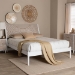 Baxton Studio Louetta Coastal White King Size Platform Bed with Carved Contrasting Headboard - BSOSW8591-White-King
