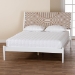 Baxton Studio Louetta Coastal White King Size Platform Bed with Carved Contrasting Headboard - BSOSW8591-White-King
