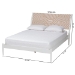 Baxton Studio Louetta Coastal White King Size Platform Bed with Carved Contrasting Headboard - BSOSW8591-White-King