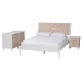Baxton Studio Louetta Coastal White Caved Contrasting King Size 3-Piece Bedroom Set