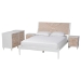Baxton Studio Louetta Coastal White Caved Contrasting King Size 4-Piece Bedroom Set