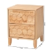 Baxton Studio Hosea Japandi Carved Honeycomb Natural 2-Drawer Nightstand - BSOSW8000-61NS2D-2DW-Natural-Nightstand