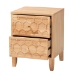 Baxton Studio Hosea Japandi Carved Honeycomb Natural 2-Drawer Nightstand - BSOSW8000-61NS2D-2DW-Natural-Nightstand