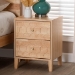 Baxton Studio Hosea Japandi Carved Honeycomb Natural 2-Drawer Nightstand - BSOSW8000-61NS2D-2DW-Natural-Nightstand