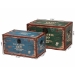Baxton Studio Sabeen Vintage Parisian Faux Leather and Wood 2-Piece Storage Trunk Set - BSOSJ14306R-Wooden-Ottoman