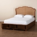 Baxton Studio Latrell Mid-Century Walnut Brown Wood and Rattan King Size Storage Bed - BSOMG9773-1/6001-1S-King