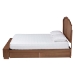Baxton Studio Latrell Mid-Century Walnut Brown Wood and Rattan King Size Storage Bed - BSOMG9773-1/6001-1S-King