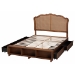 Baxton Studio Latrell Mid-Century Walnut Brown Wood and Rattan King Size Storage Bed - BSOMG9773-1/6001-1S-King