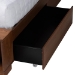 Baxton Studio Latrell Mid-Century Walnut Brown Wood and Rattan King Size Storage Bed - BSOMG9773-1/6001-1S-King