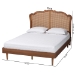 Baxton Studio Camden Mid-Century Walnut Brown Wood and Rattan Queen Size Platform Bed - BSOMG9773-1/97151-Queen
