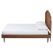 Baxton Studio Camden Mid-Century Walnut Brown Wood and Rattan Queen Size Platform Bed - BSOMG9773-1/97151-Queen