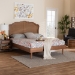 Baxton Studio Camden Mid-Century Walnut Brown Wood and Rattan Queen Size Platform Bed - BSOMG9773-1/97151-Queen