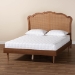 Baxton Studio Camden Mid-Century Walnut Brown Wood and Rattan Queen Size Platform Bed - BSOMG9773-1/97151-Queen