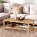 bali & pari Kalimantan Bohemian Light Honey Rattan and Mahogany Wood Rectangle Coffee Table - BSOKALIMANTAN-Rectangle-Rattan-Coffee Table