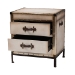 Baxton Studio Laura Vintage White Canvas 2-Drawer End Table Trunk - BSOJY23B236-Laura-White Trunk-ET