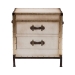 Baxton Studio Laura Vintage White Canvas 2-Drawer End Table Trunk - BSOJY23B236-Laura-White Trunk-ET