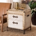 Baxton Studio Laura Vintage White Canvas 2-Drawer End Table Trunk - BSOJY23B236-Laura-White Trunk-ET