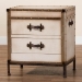 Baxton Studio Laura Vintage White Canvas 2-Drawer End Table Trunk - BSOJY23B236-Laura-White Trunk-ET