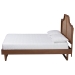 Baxton Studio Francine Mid-Century Modern Ash Walnut Woven Rattan Queen Size Bed - BSOMG9774/97043-Queen
