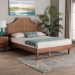 Baxton Studio Francine Mid-Century Modern Ash Walnut Woven Rattan Queen Size Bed - BSOMG9774/97043-Queen