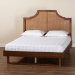 Baxton Studio Francine Mid-Century Modern Ash Walnut Woven Rattan Queen Size Bed - BSOMG9774/97043-Queen