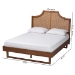 Baxton Studio Francine Mid-Century Modern Ash Walnut Woven Rattan Queen Size Bed - BSOMG9774/97043-Queen