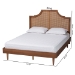 Baxton Studio Macaria Mid-Century Modern Ash Walnut Woven Rattan Queen Size Bed - BSOMG9774/97151-Queen