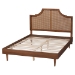 Baxton Studio Macaria Mid-Century Modern Ash Walnut Woven Rattan Queen Size Bed - BSOMG9774/97151-Queen