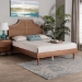 Baxton Studio Macaria Mid-Century Modern Ash Walnut Woven Rattan Queen Size Bed - BSOMG9774/97151-Queen
