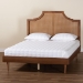 Baxton Studio Macaria Mid-Century Modern Ash Walnut Woven Rattan Queen Size Bed - BSOMG9774/97151-Queen