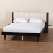 Baxton Studio Adriano Transitional Beige Fabric and Black Wood Queen Size Bed with Built-In Side Tables - BSOMG0222-2-Black/Beige-Queen